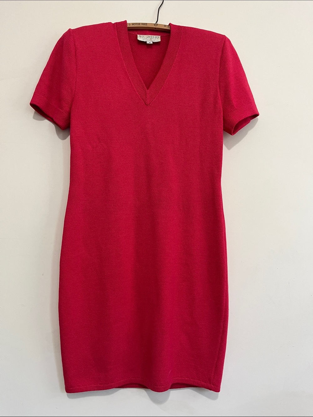 St. John Santana Knit Dress Pink V Neck US M